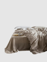 Parure de lit en soie 25 Momme 220x240 - Beige