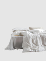 Parure de lit en soie 25 Momme 220x240 - Blanc