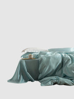 Parure de lit en soie 25 Momme 220x240 - Turquoise