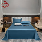 Drap plat en coton bleu - 160x230cm