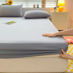 Drap housse en coton gris clair - 80x200x25cm
