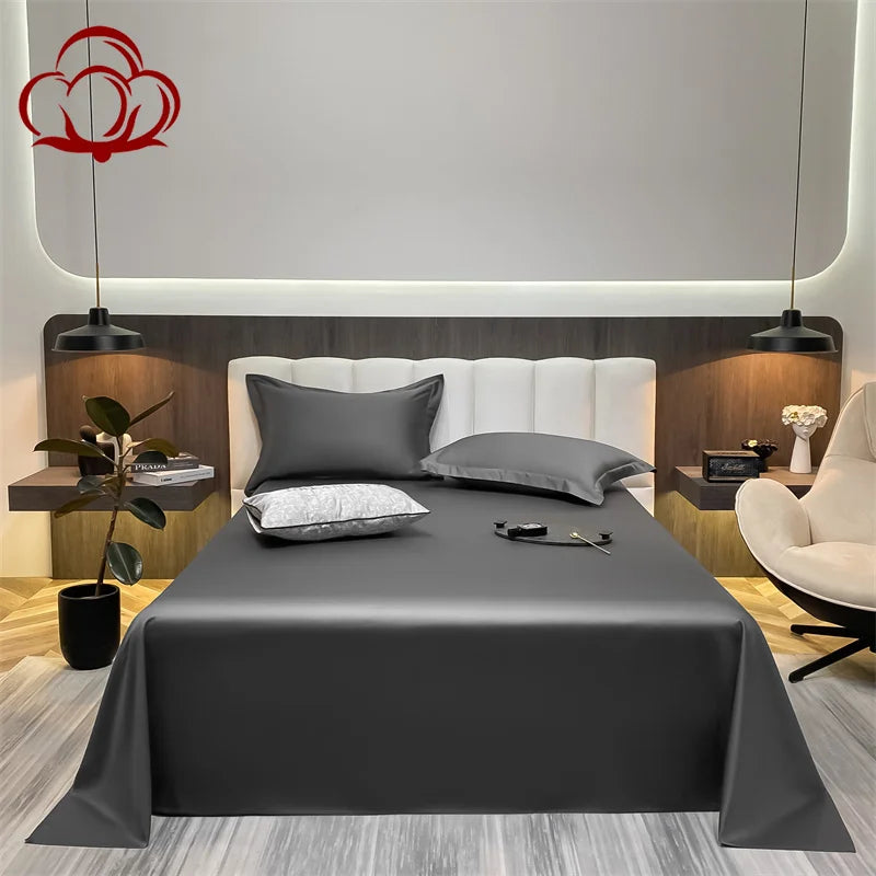 Drap plat en coton gris - 160x230cm