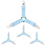 Clip triangulaire antidérapant pour draps ajustable - 4 Pcs Bleu