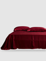Drap plat en soie naturelle 245x270 - Rouge