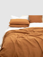 Drap plat en lin 180x200 - Terracotta