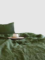Drap plat en lin 180x200 - Vert foncé