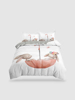 housse de couette 1 place motif lapin - 135x200cm 2PCS