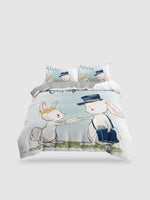 housse de couette animaux 1 place lapin - 135x200cm 2PCS