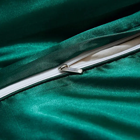 fermeture a glissière en satin de coton vert