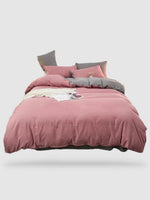 housse de couette couleur unie 200x200 - Rose/gris