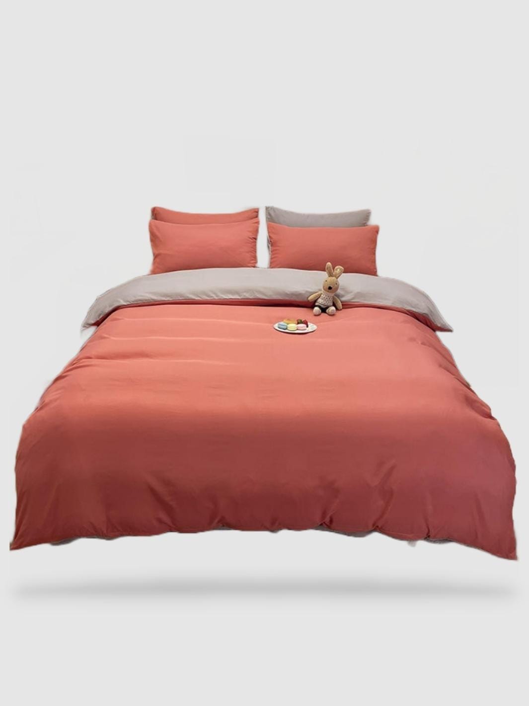 housse de couette couleur unie 200x200 - Rouge/gris