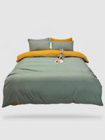 housse de couette couleur unie 200x200 - Vert/jaune
