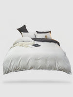 housse de couette couleur unie 220x240 - Blanc/gris