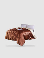 Housse de couette en soie de mûrier 260x240 - Marron/beige
