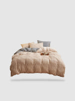 housse de couette brodée 180x220 - Beige