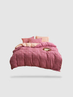 housse de couette brodée 180x220 - Rose