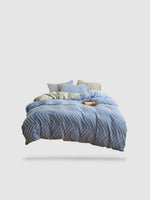 housse de couette brodée 220x240 - Bleu