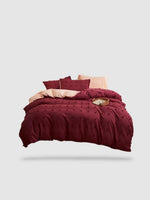 housse de couette brodée 200x230 - Bordeau