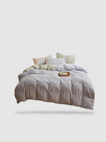 housse de couette brodée 220x240 - Gris clair