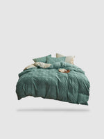housse de couette brodée 200x230 - Vert