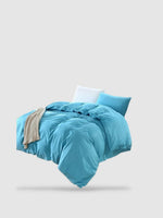 housse de couette coton lavé 150x200 - Bleu ciel