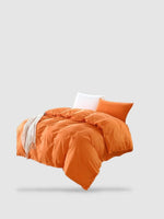 housse de couette coton lavé 200x220 - Orange