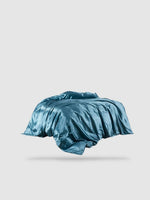 housse de couette satin de coton 180x200 - Bleu métal
