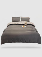 housse de couette couleur unie 180x220 - Gris clair/gris