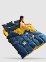 housse de couette d’hiver 180x220 - Bleu/jaune