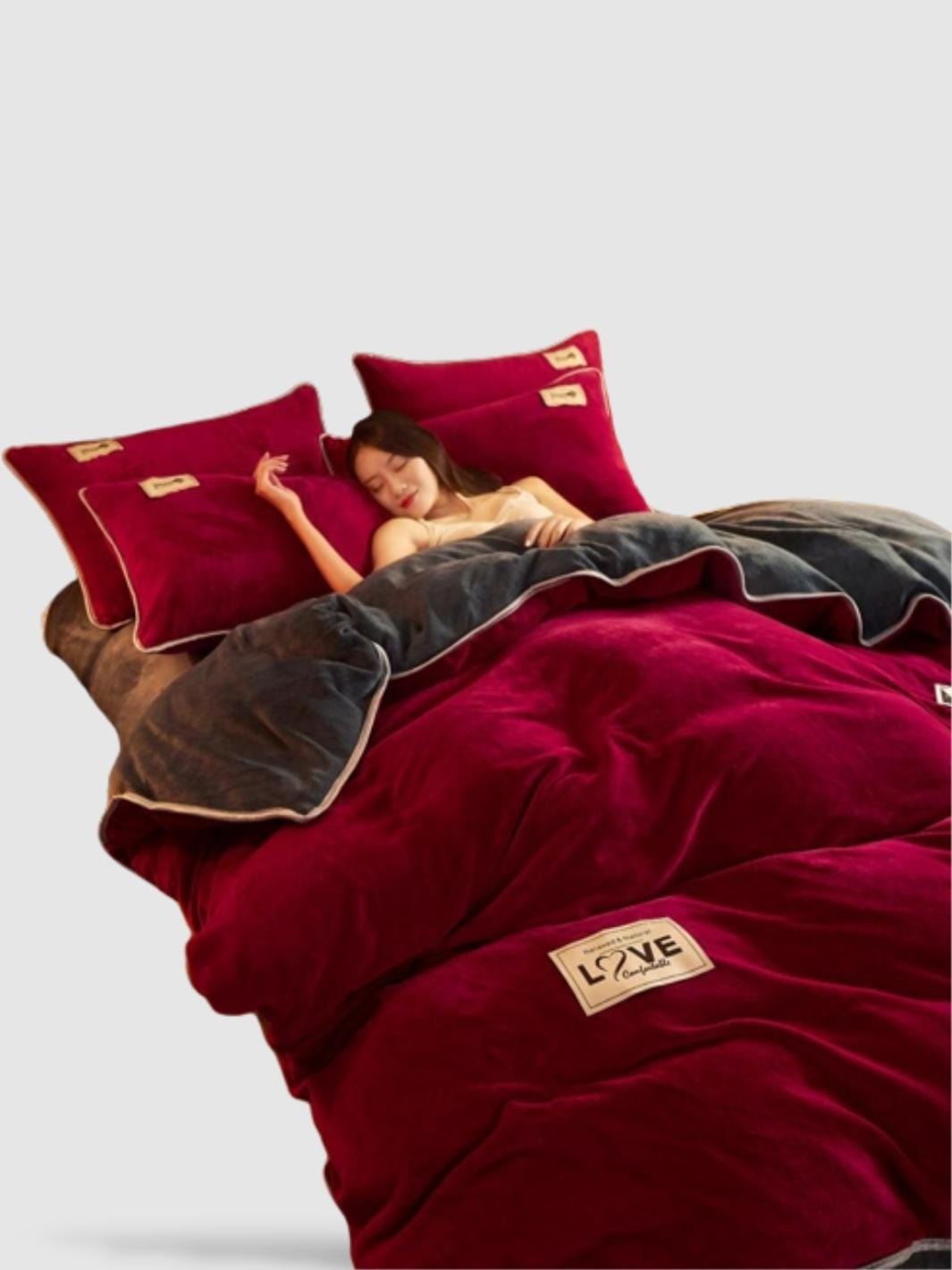housse de couette d’hiver 180x220 - Rouge/gris