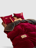 housse de couette d’hiver 180x220 - Rouge/gris