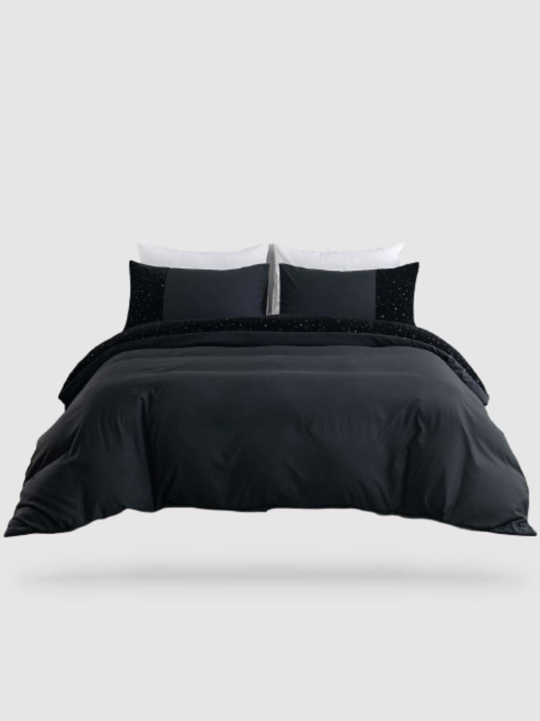 housse de couette patchwork 230x220 - Noir