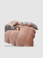 housse de couette hiver 200x230 - Saumon/gris