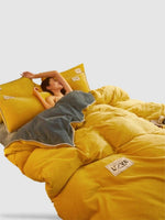 housse de couette d’hiver 200x230 - Jaune/gris