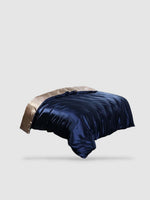 Housse de couette en soie de mûrier 150x200 - Bleu/beige