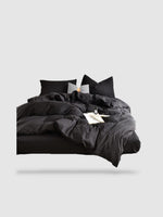 housse de couette unie 180x220 - Noir