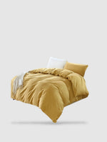 housse de couette coton lavé 210x210 - Camel