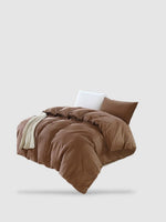 housse de couette coton lavé 210x210 - Marron