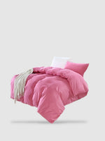 housse de couette coton lavé 210x210 - Rose pastel