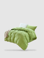 housse de couette coton lavé 210x210 - Vert