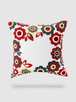 housse de coussin brodée florale 45x45 - Motif 6