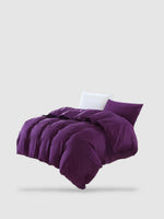 housse de couette coton lavé 180x210 - Violet