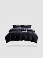 parure de lit uni 220x240 - Noir/gris