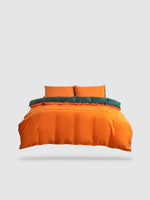 parure de lit uni 220x240 - Orange/vert