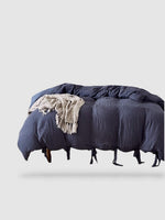parure de lit en microfibre 220x220 - Bleu foncé