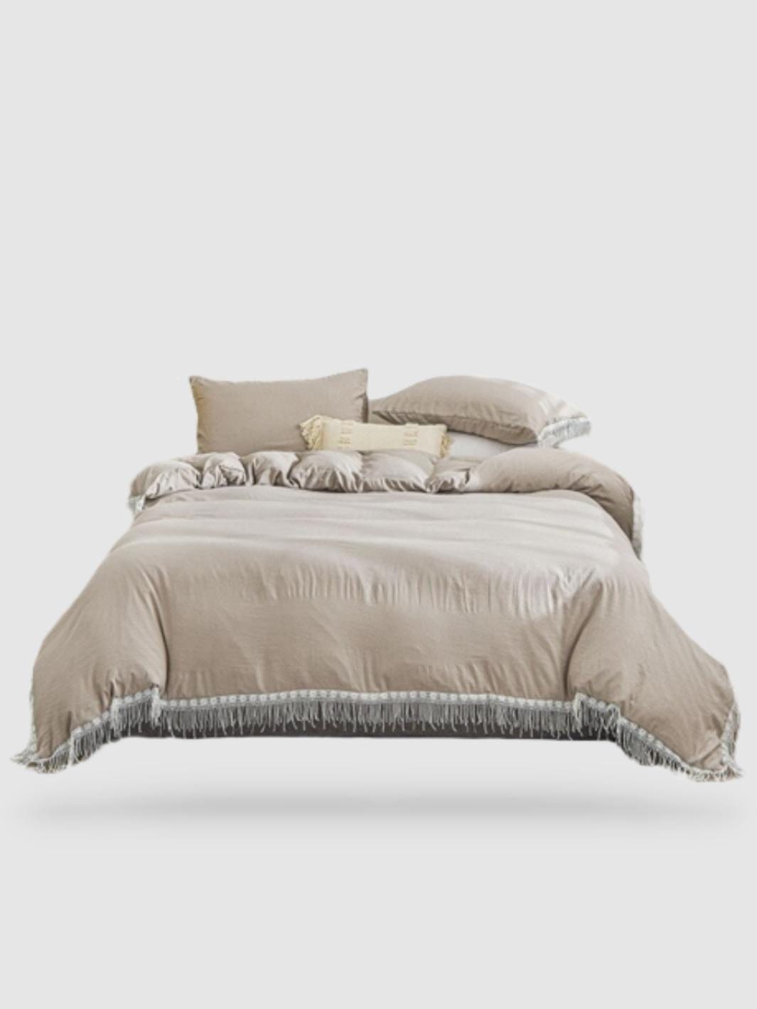 parure de lit pompon 240x220 - Camel