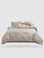 parure de lit pompon 240x220 - Camel