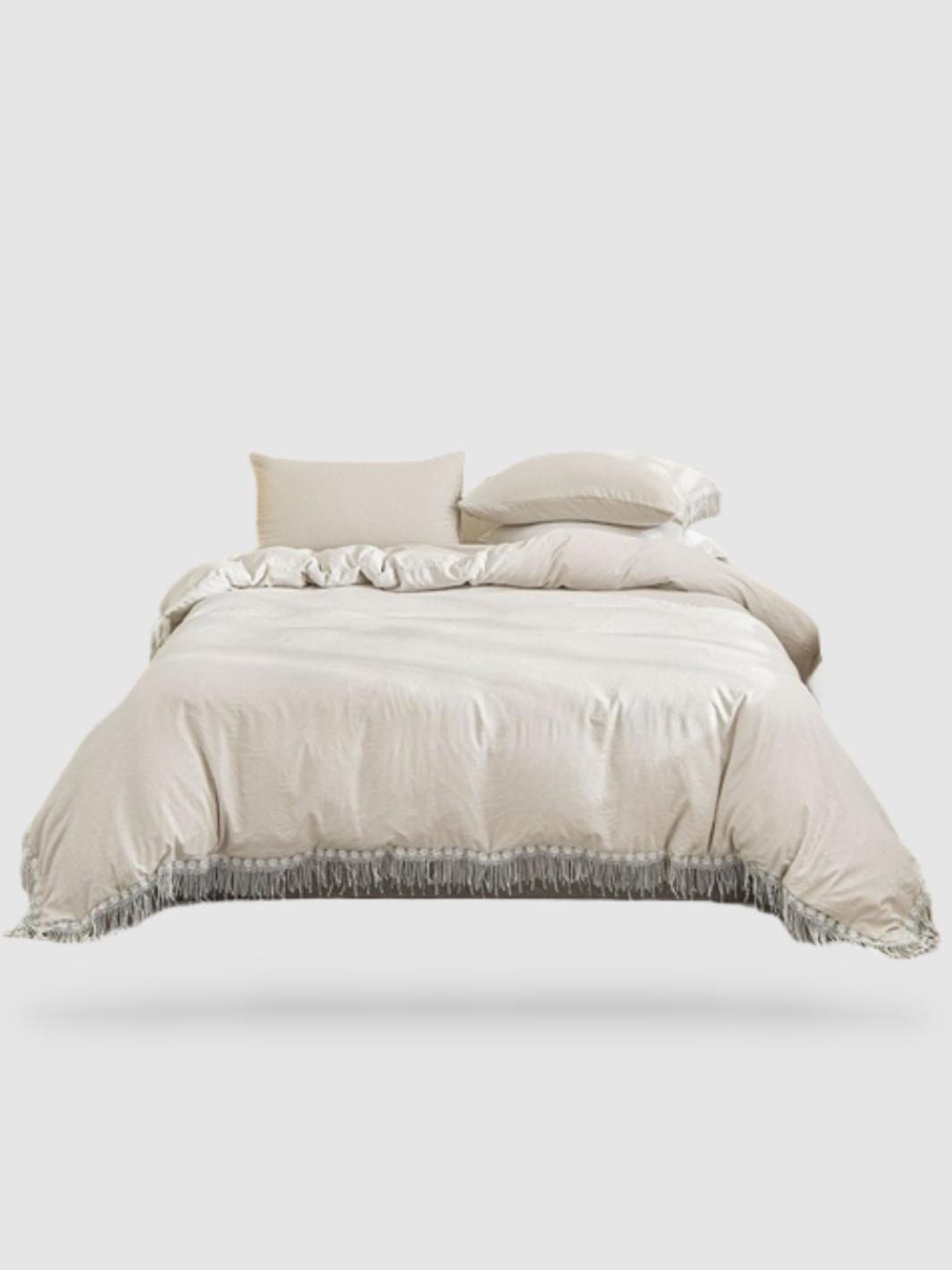 parure de lit pompon 200x200 - Gris claire