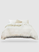 parure de lit pompon 260x220 - Blanc