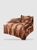 Parure de lit en soie 150x200 - Marron clair